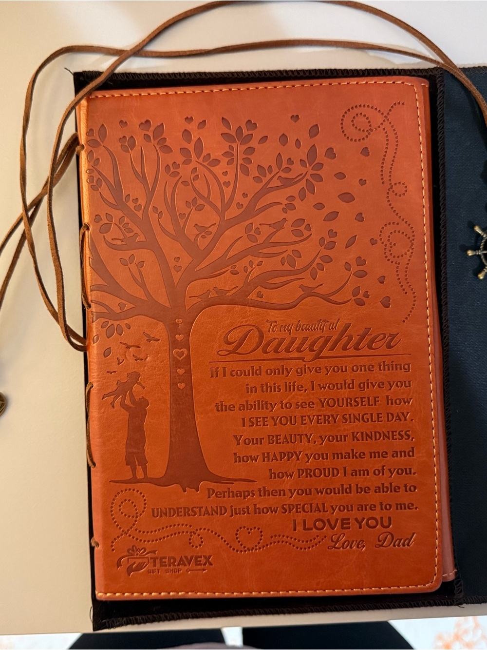 Brown Leatherette 'To My Daughter' Embossed Journal - Gift from Dad